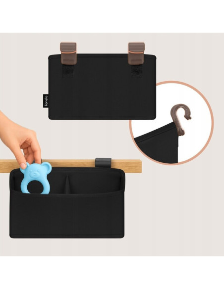 BN-LO-SIDEPOCKET_SMALL_BLACK,Organizator multifunctional, Lionelo, Sidepocket S, 26x12x15 cm, 2 compartimente, Universal, Constr
