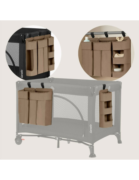 BN-LO-SIDEPOCKET_LARGE_BEIGE,Organizator multifunctional, Lionelo, Sidepocket L, 58x11x58 cm, 3 parti independente cu multiple b