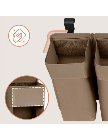 BN-LO-SIDEPOCKET_LARGE_BEIGE,Organizator multifunctional, Lionelo, Sidepocket L, 58x11x58 cm, 3 parti independente cu multiple b