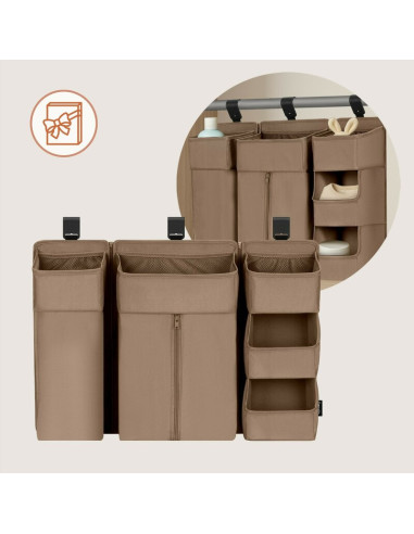 BN-LO-SIDEPOCKET_LARGE_BEIGE,Organizator multifunctional, Lionelo, Sidepocket L, 58x11x58 cm, 3 parti independente cu multiple b