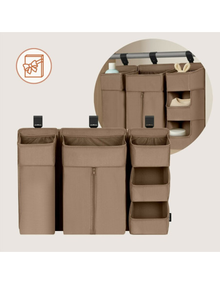 BN-LO-SIDEPOCKET_LARGE_BEIGE,Organizator multifunctional, Lionelo, Sidepocket L, 58x11x58 cm, 3 parti independente cu multiple b