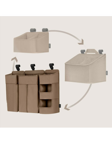 BN-LO-SIDEPOCKET_LARGE_BEIGE,Organizator multifunctional, Lionelo, Sidepocket L, 58x11x58 cm, 3 parti independente cu multiple b