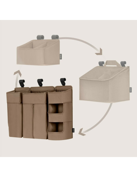 BN-LO-SIDEPOCKET_LARGE_BEIGE,Organizator multifunctional, Lionelo, Sidepocket L, 58x11x58 cm, 3 parti independente cu multiple b