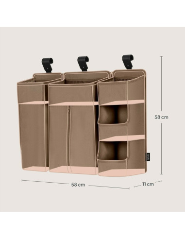 BN-LO-SIDEPOCKET_LARGE_BEIGE,Organizator multifunctional, Lionelo, Sidepocket L, 58x11x58 cm, 3 parti independente cu multiple b