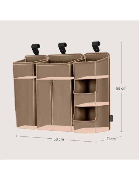 BN-LO-SIDEPOCKET_LARGE_BEIGE,Organizator multifunctional, Lionelo, Sidepocket L, 58x11x58 cm, 3 parti independente cu multiple b