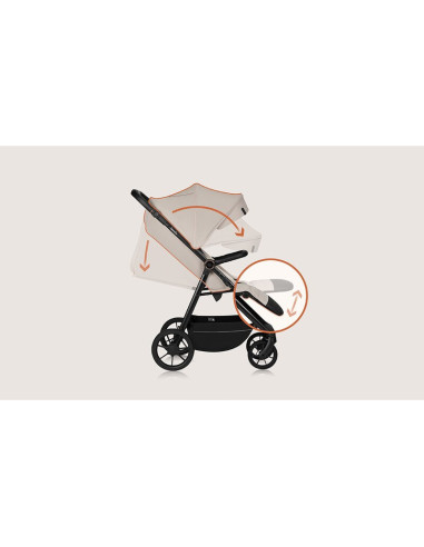 BN-LO-IVA_BEIGE_SAND,Carucior sport, Lionelo, Iva, Sustine 22 kg, 6 luni+, Capotina mare, Impermeabila, Protectie SPF 50+, 3 poz