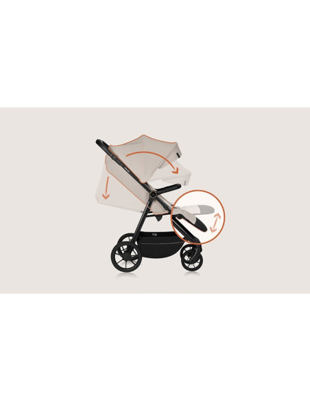 BN-LO-IVA_BEIGE_SAND,Carucior sport, Lionelo, Iva, Sustine 22 kg, 6 luni+, Capotina mare, Impermeabila, Protectie SPF 50+, 3 poz