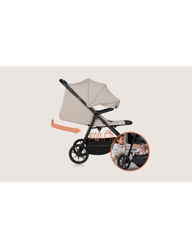 BN-LO-IVA_BEIGE_SAND,Carucior sport, Lionelo, Iva, Sustine 22 kg, 6 luni+, Capotina mare, Impermeabila, Protectie SPF 50+, 3 poz