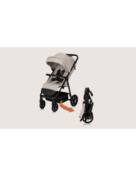 BN-LO-IVA_BEIGE_SAND,Carucior sport, Lionelo, Iva, Sustine 22 kg, 6 luni+, Capotina mare, Impermeabila, Protectie SPF 50+, 3 poz