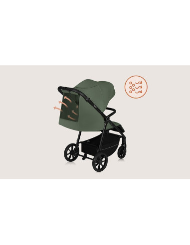 BN-LO-IVA_GREEN_FOREST,Carucior sport, Lionelo, Iva, Sustine 22 kg, 6 luni+, Capotina mare, Impermeabila, Protectie SPF 50+, 3 p