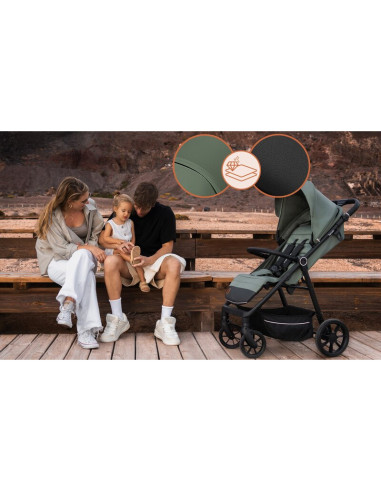 BN-LO-IVA_GREEN_FOREST,Carucior sport, Lionelo, Iva, Sustine 22 kg, 6 luni+, Capotina mare, Impermeabila, Protectie SPF 50+, 3 p
