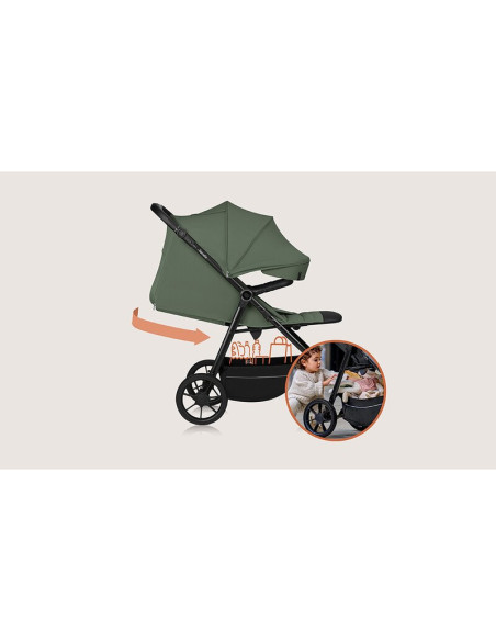 BN-LO-IVA_GREEN_FOREST,Carucior sport, Lionelo, Iva, Sustine 22 kg, 6 luni+, Capotina mare, Impermeabila, Protectie SPF 50+, 3 p