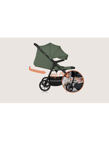 BN-LO-IVA_GREEN_FOREST,Carucior sport, Lionelo, Iva, Sustine 22 kg, 6 luni+, Capotina mare, Impermeabila, Protectie SPF 50+, 3 p