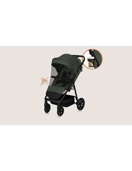 BN-LO-IVA_GREEN_FOREST,Carucior sport, Lionelo, Iva, Sustine 22 kg, 6 luni+, Capotina mare, Impermeabila, Protectie SPF 50+, 3 p