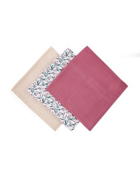 BN-415364,Set 3 scutece, Petite&Mars, Moussy, Din muselina de bambus, Hipoalergenice, 68 x 68 cm, Certificate Oeko Tex Standard 