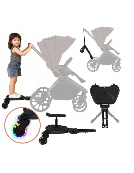 BN-LO-BUGGY_BOARD_BLACK_ONYX,Adaptor universal carucior pentru al doilea copil, Lionelo, Buggy Board, 2 in 1, 3 pozitii reglare 