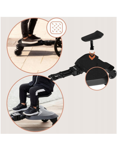 BN-LO-BUGGY_BOARD_BLACK_ONYX,Adaptor universal carucior pentru al doilea copil, Lionelo, Buggy Board, 2 in 1, 3 pozitii reglare 