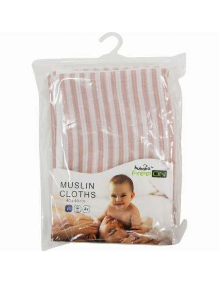 BN-87776,Set 4 lavete, Bubaba, Din muselina, Dimensiune 40x40 cm, Pentru spalarea si ingrijirea fetei si a corpului bebelusului 