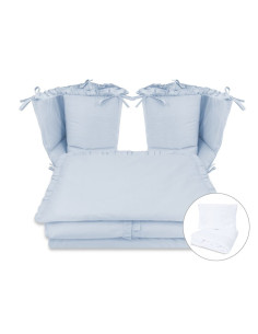 BN-6426972030854,Lenjerie patut cu 6 piese, MimiNu, Pentru patut 120x60 cm, Cu volanase, Cu pilota si perna, Cu doua aparatori l