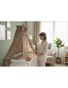 BN-6426972031011,Baldachin, MimiNu, Pentru patut, Cu funda si volanas, 210x145 cm, Material certificat Oeko Tex Standard 100, Co 2