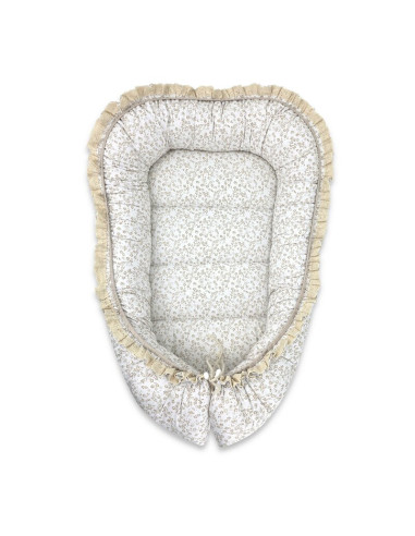 BN-6426972031240,Cosulet bebelus, MimiNu, Premium, Pentru dormit, Baby Nest 55 x 75 cm, Cu Volanase si dantela, Husa 100% bumbac