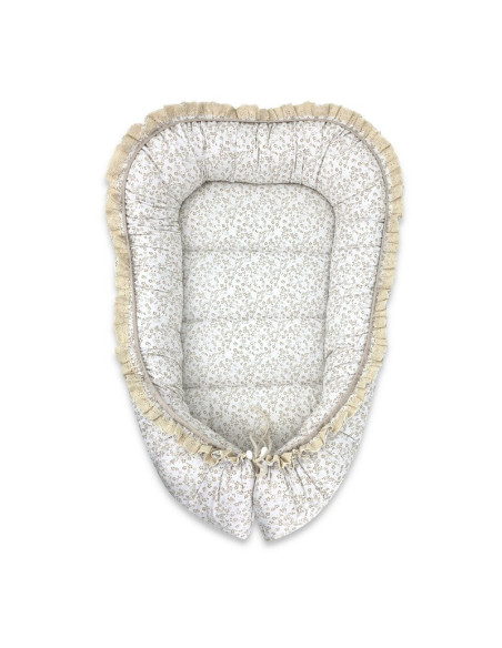 BN-6426972031240,Cosulet bebelus, MimiNu, Premium, Pentru dormit, Baby Nest 55 x 75 cm, Cu Volanase si dantela, Husa 100% bumbac