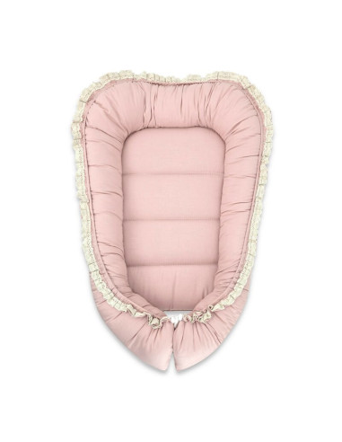 BN-6426972031387,Cosulet bebelus, MimiNu, Premium, Pentru dormit, Baby Nest 55 x 75 cm, Cu Volanase si dantela, Husa 100% bumbac
