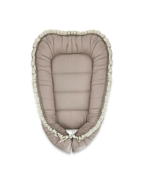 BN-6426972031394,Cosulet bebelus, MimiNu, Premium, Pentru dormit, Baby Nest 55 x 75 cm, Cu Volanase si dantela, Husa 100% bumbac