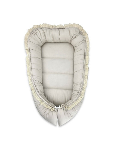 BN-6426972031400,Cosulet bebelus, MimiNu, Premium, Pentru dormit, Baby Nest 55 x 75 cm, Cu Volanase si dantela, Husa 100% bumbac