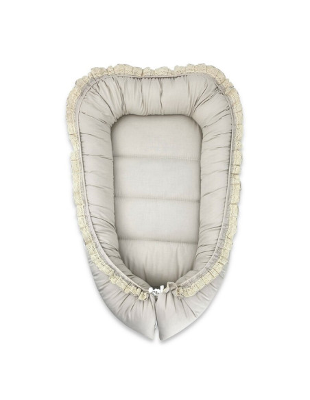 BN-6426972031400,Cosulet bebelus, MimiNu, Premium, Pentru dormit, Baby Nest 55 x 75 cm, Cu Volanase si dantela, Husa 100% bumbac