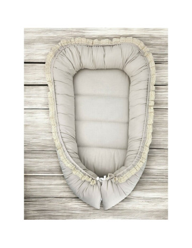 BN-6426972031400,Cosulet bebelus, MimiNu, Premium, Pentru dormit, Baby Nest 55 x 75 cm, Cu Volanase si dantela, Husa 100% bumbac