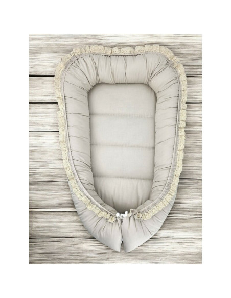 BN-6426972031400,Cosulet bebelus, MimiNu, Premium, Pentru dormit, Baby Nest 55 x 75 cm, Cu Volanase si dantela, Husa 100% bumbac