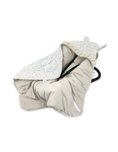 BN-6426972031363,Paturica calduroasa, MimiNu, Premium, Pentru scoica, scaun auto/carucior, Cu volanas si dantela, Dimensiune 90x