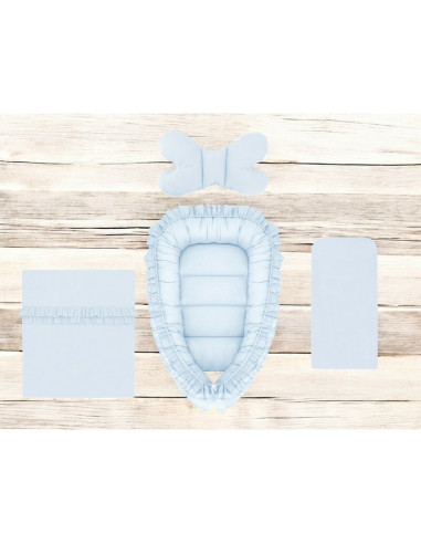 BN-6426972030960,Set 4 in 1 Cosulet bebelus, MimiNu, Baby Cocoon 75x55 cm, Cu volanase, Husa bumbac, Din bumbac certificat Oeko 