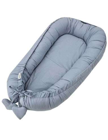 BN-208215,Cosulet bebelus, Feedo, Pentru dormit, joaca, protectie in patut, Baby Nest 90x60 cm, Din bumbac 100%, Design cu inimi