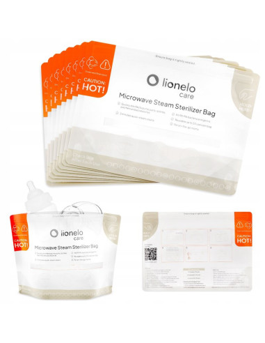 BN-LOC-THERMBAG_8_PACK,Pungi sterilizare microunde, Lionelo, Thermbag, Fara BPA, Sterilizare in 90 de sec., Elimina 99,9% dintre