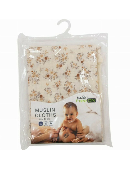BN-87745,Set 4 lavete, Bubaba, Din muselina, Dimensiune 40x40 cm, Pentru spalarea si ingrijirea fetei si a corpului bebelusului 