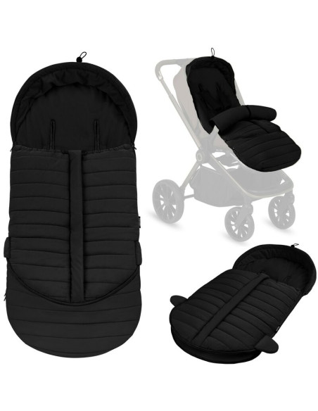 BN-LO-OLI_BLACK,Sac de iarna, Lionelo, Oli, Pentru carucior, landou sau scaun auto, 101x45 cm, Impermeabil, Rezistent pana la -2