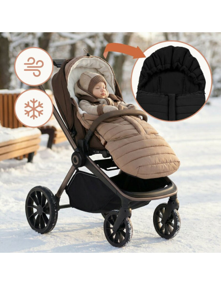 BN-LO-OLI_BLACK,Sac de iarna, Lionelo, Oli, Pentru carucior, landou sau scaun auto, 101x45 cm, Impermeabil, Rezistent pana la -2