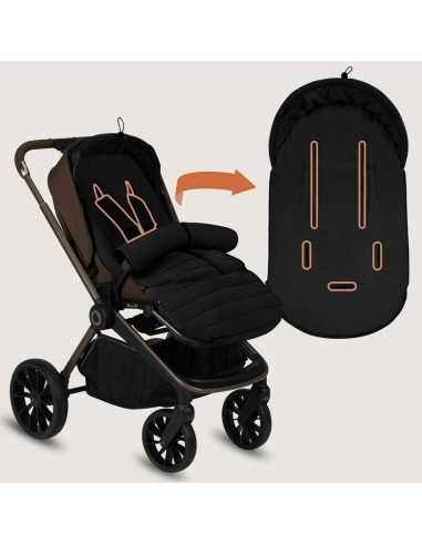 BN-LO-OLI_BLACK,Sac de iarna, Lionelo, Oli, Pentru carucior, landou sau scaun auto, 101x45 cm, Impermeabil, Rezistent pana la -2