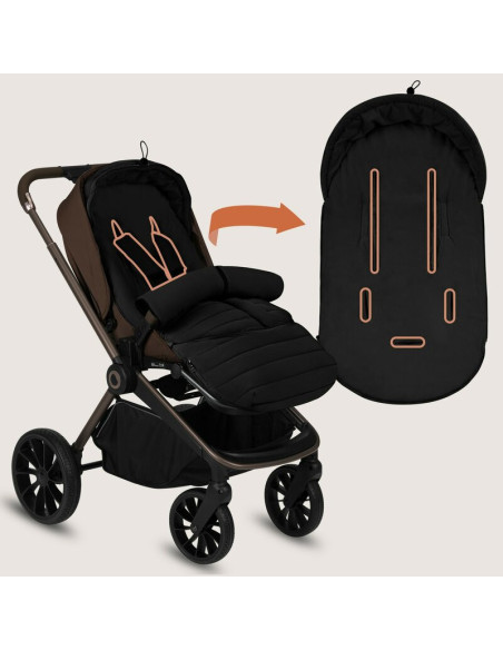 BN-LO-OLI_BLACK,Sac de iarna, Lionelo, Oli, Pentru carucior, landou sau scaun auto, 101x45 cm, Impermeabil, Rezistent pana la -2