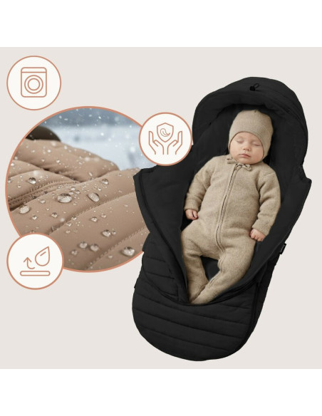 BN-LO-OLI_BLACK,Sac de iarna, Lionelo, Oli, Pentru carucior, landou sau scaun auto, 101x45 cm, Impermeabil, Rezistent pana la -2