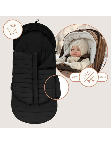 BN-LO-OLI_BLACK,Sac de iarna, Lionelo, Oli, Pentru carucior, landou sau scaun auto, 101x45 cm, Impermeabil, Rezistent pana la -2