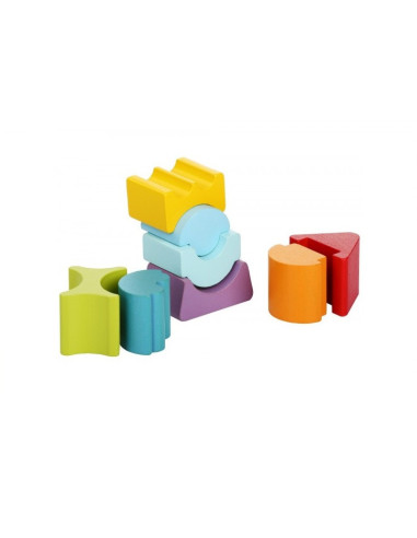 KC-12718,Jucarie din lemn, cubika, set constructii turn flexibil 8 piese
