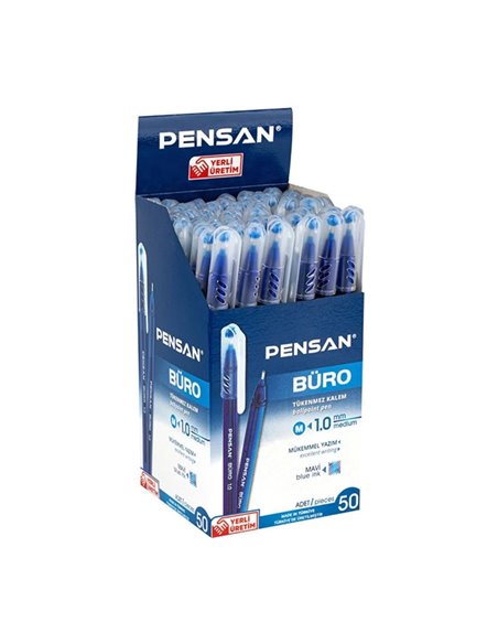 Set 50 de pixuri Pensan Buro, 1 mm, Albastru