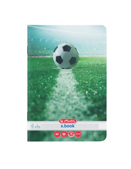 Set 5 Caiete Herlitz, A4, 80 file, 70g/mp, Matematica, colturi rotunjite, motiv Fotbal