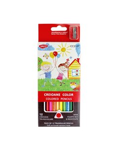 Creioane Colorate Triunghulare DACO CC312T, 12 culori
