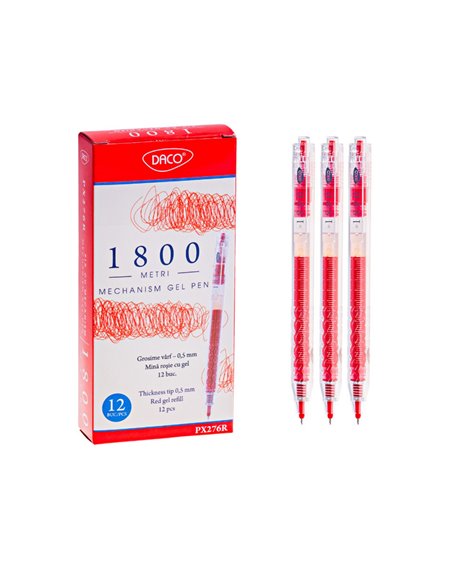 Pix cu gel Daco PX276R, 0.5 mm, Rosu