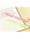 Set 4 pixuri cu mecanism Deli LonGreen, 0.7 mm, mina albastra, Pastel