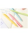 Set 4 pixuri cu mecanism Deli LonGreen, 0.7 mm, mina albastra, Pastel